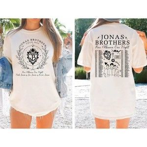 Jonas Brothers Five Albums One Night Tour 2 Sided Retro Music Tee T-Shirt
